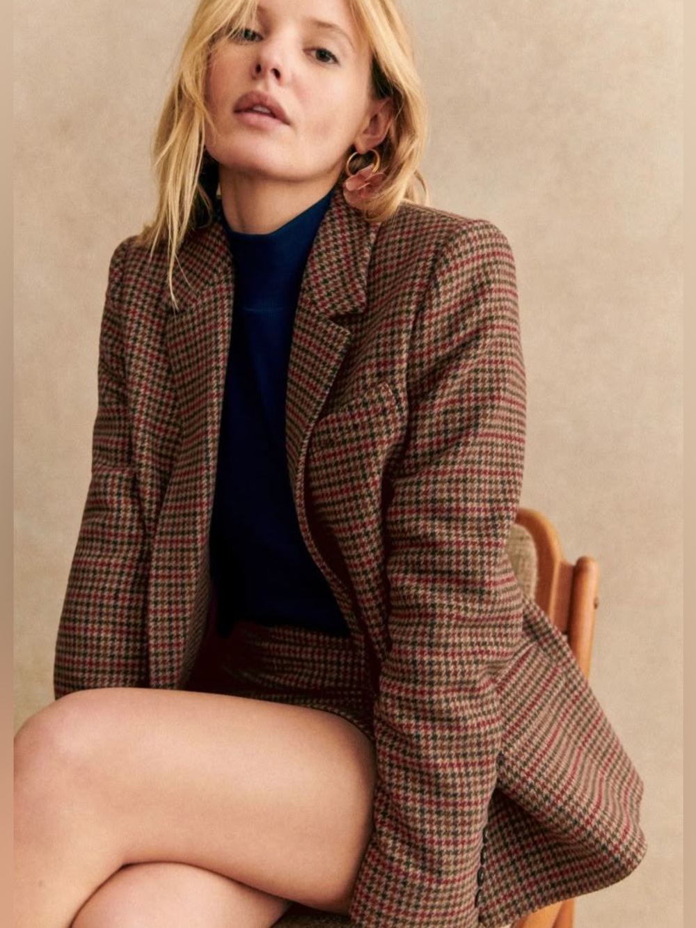 Sézane Christie Jacket in Brown Houndstooth FR 40 / US 8 - Picture 5 of 16